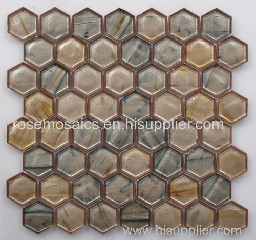 Hexagonal Shape Iridescent Glass Mosaic