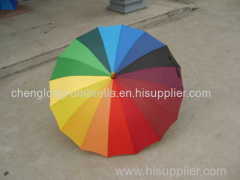 pongee fabric umbrella with rainbow color