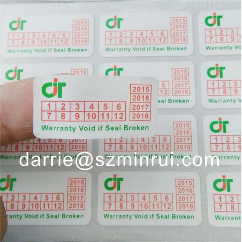 Custom destructible warranty screw labels.Tamper Evident