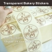 Brown Printed Round Bakery Bread Use Transparent Vinyl Seal Stickers