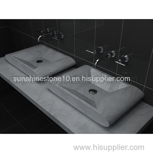 Carrara white marble spiral shape bathroom sink