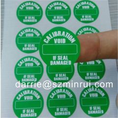 Destructible labels paper for tamper evident labels calibration stickers.