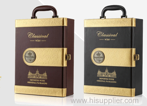 High grade Duble-side PU leather Red Wine Box