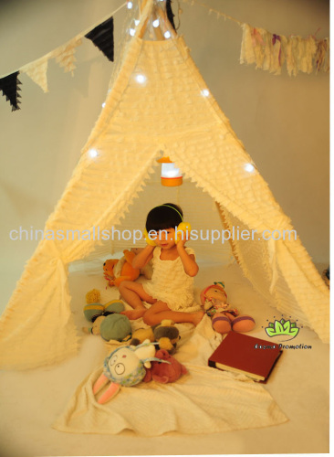 Kids girls Play Room Indian Wood Tent Indoor Outdoor Princess White Lace Teepee wigwarm