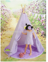 Kids girls Play Room Indian Wood Tent Indoor Outdoor Princess White Lace Teepee wigwarm