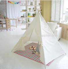 Baby Children kids Wood Tent Toys Play House Cotton Tent Princess style Game House Indian Teepee