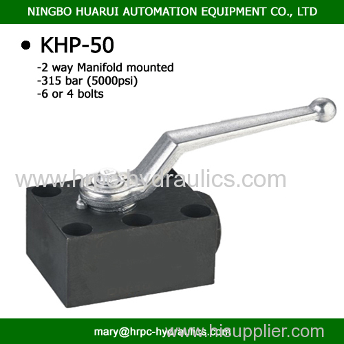 2-way high pressure ball valve for manifold mounting DN50 315bar