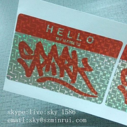 Minrui Special Wholesale Hello My Name Is Sticker Custom Hologram Eggshell Sticker Label