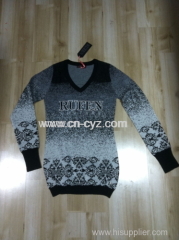 Women's Autumn Knitted V neck Sweaters