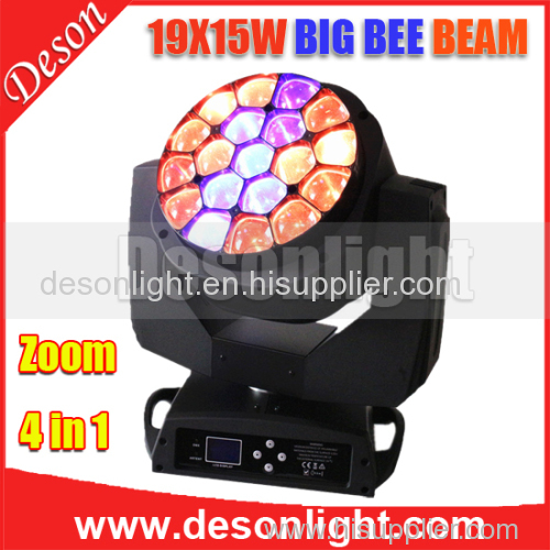 new 19x15w zoom LED big bee eyes wash beam light