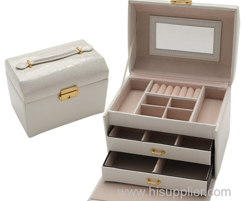 Croco PU leather Jewelry Box /3 layers and 2 drawers of Jewelry Box