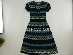 Women's Color Striped V Neck Dresses