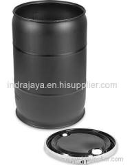 Plastic Drum with Lid 55 Gallon Open Top Black ULINE