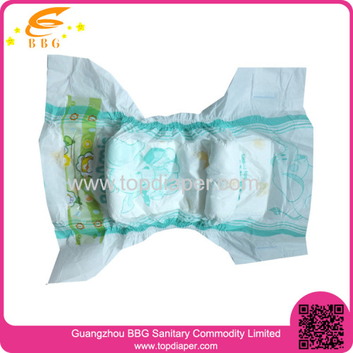 with printed PE film dry first disposable baby diaper in wholesale