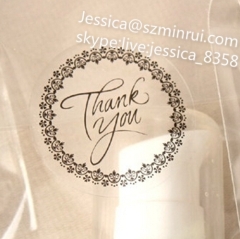 Custom Personalized Printing Thank you Plastic Label Round Sticker Transparent Label Vinyl Sticker