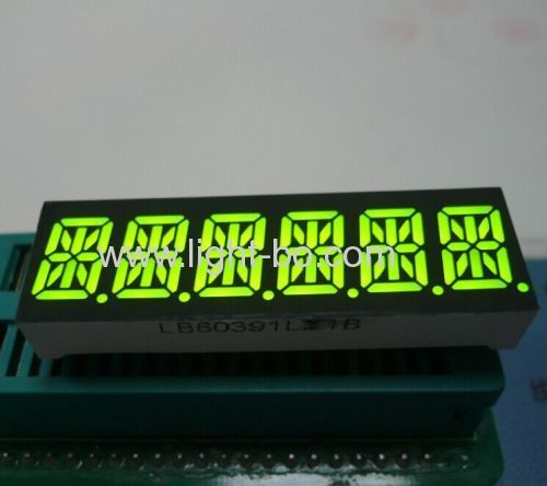 Custom super green 0.39inch 6 digit 14 segment led display for instrument panel