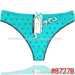 dotted laced cotton thong with bow Underpants g-string sexy lady panties women underwear t-back hot lingerie intimate