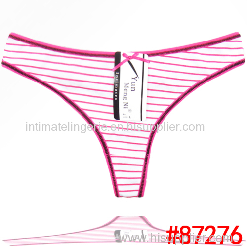 New arrival stripe cotton thong Underpants spandex g-string sexy lady panties women underwear t-back hot lingerie intima