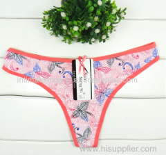 Butterfly printing cotton thong Underpants spandex g-string sexy lady panties soft women underwear t-back hot lingerie i