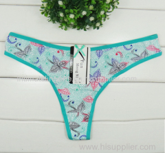 Butterfly printing cotton thong Underpants spandex g-string sexy lady panties soft women underwear t-back hot lingerie i