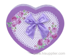 High quality paper Heart Shape Gift Box with nice bowknot for Wedding Favor