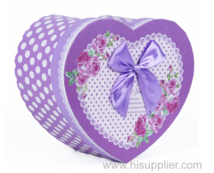 High quality paper Heart Shape Gift Box with nice bowknot for Wedding Favor