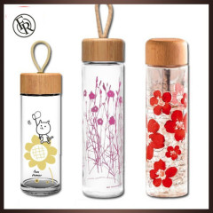 500ml single wall clear voss water glass bottle with bamboo lid