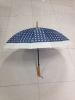 WOODEN HANDLE CHECK DESIGN STRAIGHT UMBRELLA