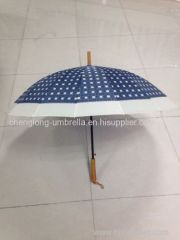 WOODEN HANDLE CHECK DESIGN STRAIGHT UMBRELLA