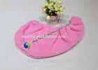 Pink 100% Polyester Towel Hair Turban Solid Color with Elastic