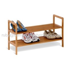 Living Room Saving Spice Clean Bamboo 2-Tier Shoe Store Display Shelf
