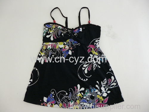 Women's Black Printing Flower Strapped Skirts