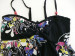 Women's Black Printing Flower Strapped Skirts