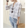 Women's stand collar check pattern printed shirt