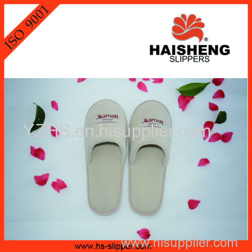 best price velvet hotel slippers with embroidery logo