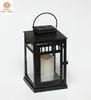 Indoor / Outdoor Solar Heating Classic Black Metal Lantern with Led Candle