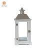 17inch High Indoor Glass Stainless steel Wood Candle Lantern for Centernpiece Decoration