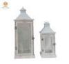 Rustic White washed Wedding Wood Candle Lantern Set of 2 Single Package for Church Decro