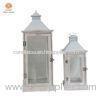 Rustic White washed Wedding Wood Candle Lantern Set of 2 Single Package for Church Decro