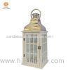 Modern Glass Panes Classic Style Wood Candle Lantern Holder for villa gardern