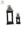 Contemporary Black Bruch Stainless steel Top wood and metal candle lanterns