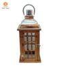 Antique Stainless steel top Decorative Lighting Metal and Wooden Outdoor Candle Lantern