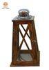 Rustic Tapered Hurricane Wood Candle Lantern with Glass Panes Style