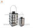 Long handle decorative hanging candle lanterns of stainless steel frame