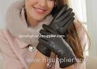 Bassic Short Real Sheep Leather Women's Gloves With Embroider Cuff Black / Red / Brown
