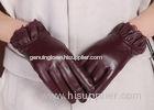 Elastic Wrist Women Fashion Leather Gloves With Mix Color Frilling Leather Cuff