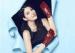Popular Fashion Women Red Genuine Leather Gloves with Elastic at Wrist and Bow