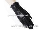 Short Women Friling Cuff Lady Wearing Leather Gloves with Touch Screen Fingers