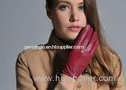 Custom Made Zipper Cuff Women's Leather Driving Gloves With Red Sheep Lamb Leather