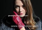 Pleat Veins Cuff Red Sheep Leather Gloves Ladies or Girls Use with Customized Color and Size